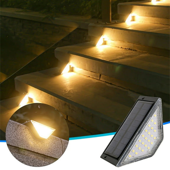 Solar Step Lights Outdoor - Waterproof Stair Lights with 600mAh Battery | IP65 Weatherproof Warm White LED | Easy No-Wire Installation for Stairs, Garden & Yard | Solar Powered Deck & Patio Lighting