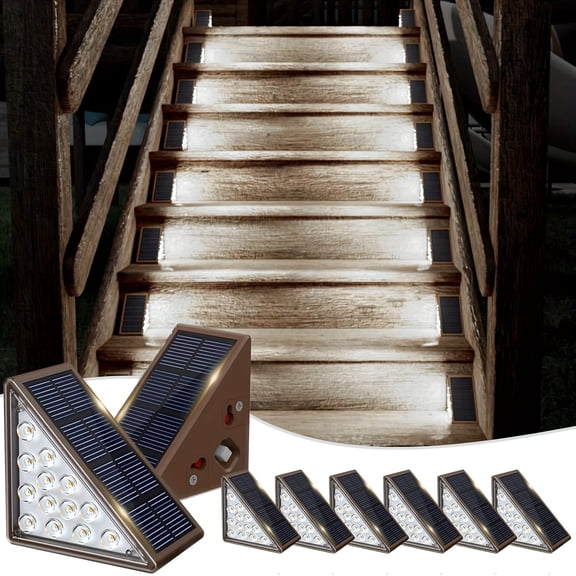 Solar Step Lights for Outside, 12pcs 8pcs 4pcs Solar Stair Lights Outdoor, Outdoor deck step lights, Solar Outdoor Lights for staircase, Patio, Front Step (Cool Brown)