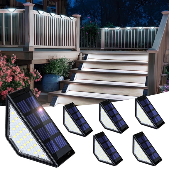 Solar Step Lights for Outside, 24 LEDs Solar Stair Lights Outdoor Waterproof Decor for Porch, Front Door, Stair, Step, Deck, Fence, Balcony, Patio, Wall, Yard, Garden(6 Pack, Warm White)