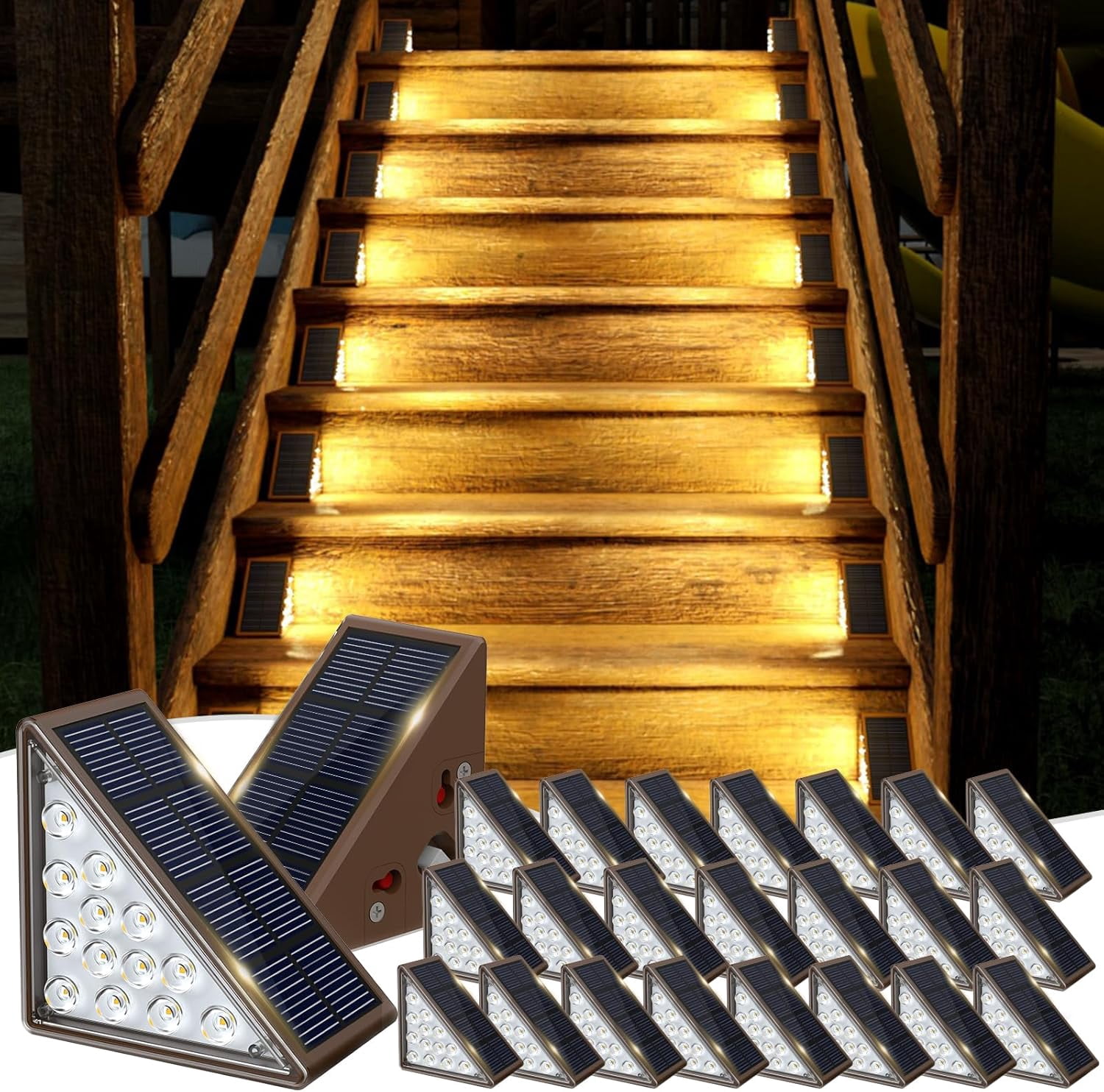 Solar Step Lights for Outside,24pack Solar Stair Lights Outdoor ...