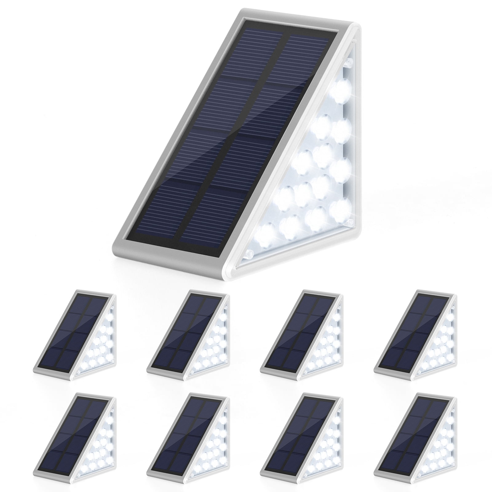 Solar Stepping Light Outdoor 6 into Power Staircase, with 13 LEDs, Triangular Solar Deck, suitable for Outdoor, Garden, Courtyard, White