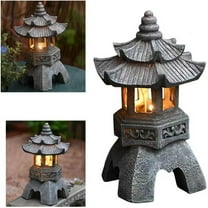 Solar Stones Pagoda Lamp, Unique Decor Pagoda Statue for Patio, for Patio, Balcony, Yard