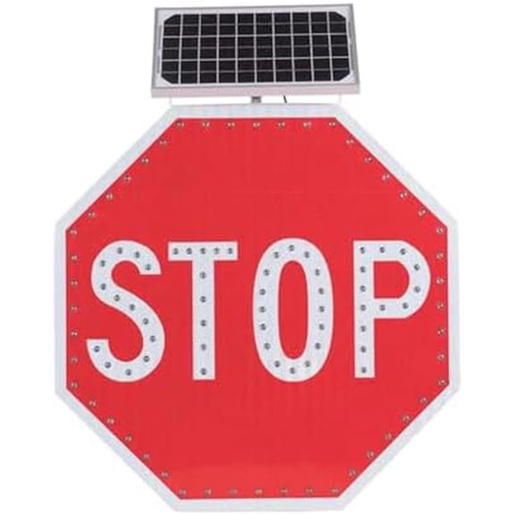 Solar Stop Sign 24" x 24", Solar Powered LED Flashing Stop Sign, Aluminum Octagon Road Signs Traffic Blinking Heavy Duty, Rust-Proof Metal Frame, IP65 Waterproof$$Other