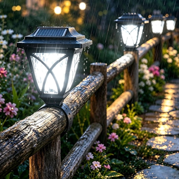 Solar Strap Mount Outdoor Light, Weatherproof LED Railing Lamp, No Drill Fence Deck Post Light For Patio, Villa, Garden, Balcony, Walkway, Backyard Night Landscape Decoration