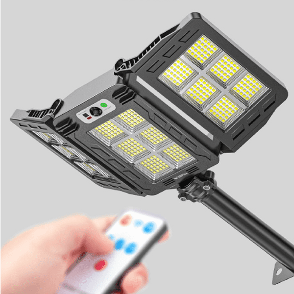 Solar Street Light, 450 LEDs Flood Light, with Motion Sensor & Remote Control, Intelligent light-controlIP65 Waterproof,for Outdoor Garden Yard Patio Parking