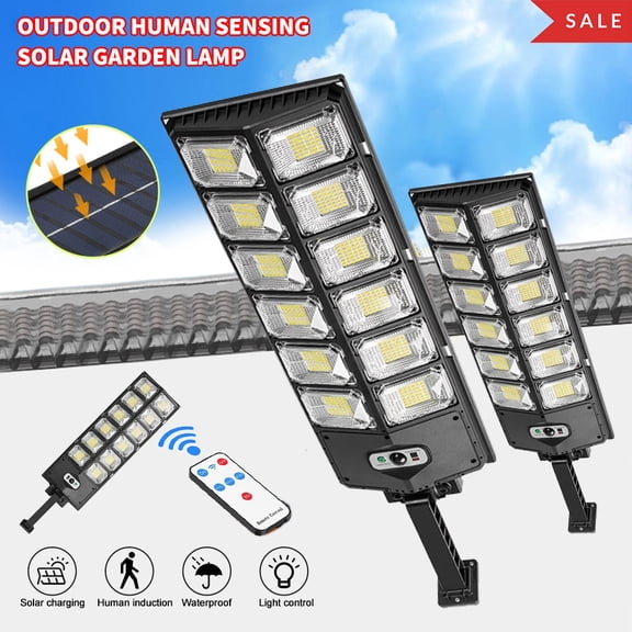 Solar Street Light, 504 LED Solar Wall Lights Outdoor Street PIR Motion Sensor Waterproof Wall Lamp, Dusk to Dawn Wall Spotlight with 3 Lighting Modes & Remote Control for Patio Garage Garden