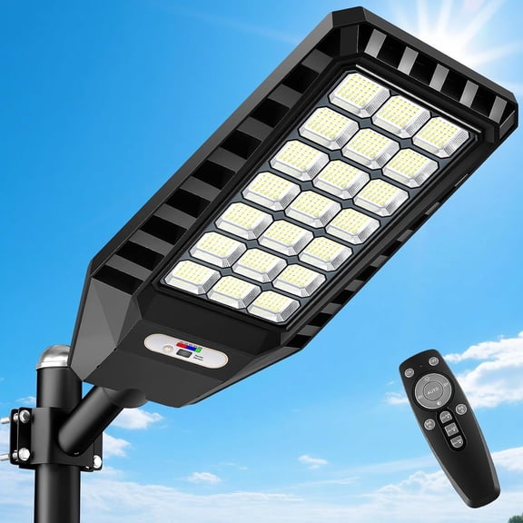 Solar Street Light Outdoor , 23" Large Solar Light with Motion Sensor, 6500K Dusk to LED Flood Light, Commercial Outdoor Lighting Heavy Duty for Parking Lot Yard Driveway Farm