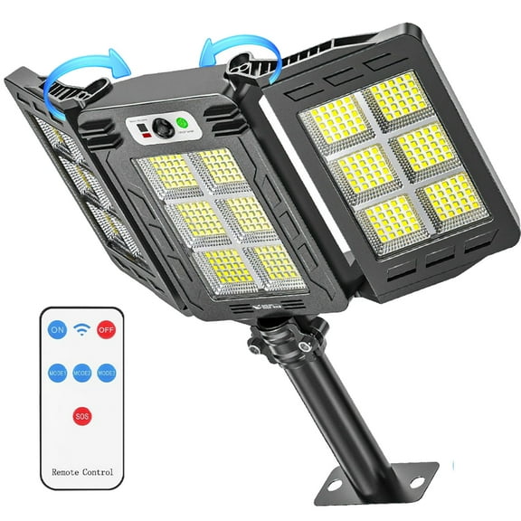 Solar Street Light Outdoor 3 Adjustable Heads 270° Wide Lighting Solar Powered Motion Sensor Flood Lights