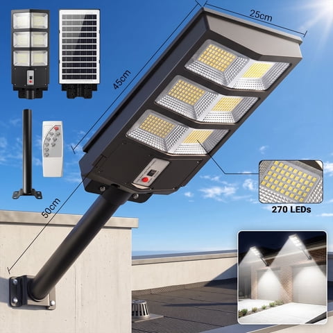 Solar Street Light Outdoor, 3 Modes LED Motion Sensor Security Light with Remote Control, IP65 Waterproof Wall Light for Garden, Yard and Porch
