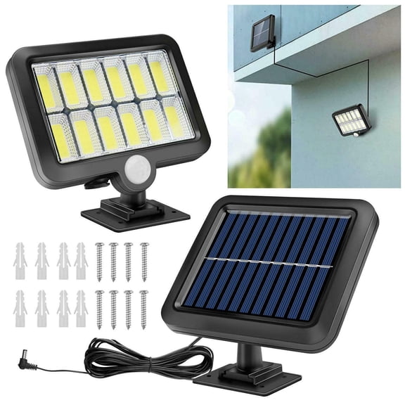Solar Street Light Outdoor Flood Light Motion Sensor Security Lamp, 10000LM Waterproof 3 Lighting Modes Wall Mounted Solar Powered Light