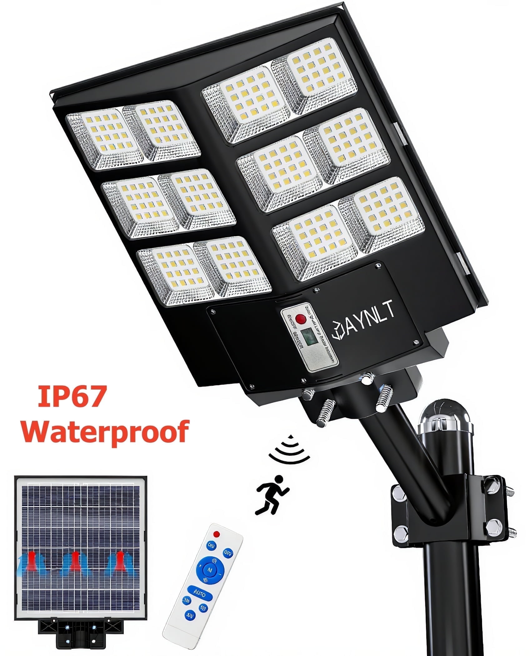 Bjsuc Solar Street Light - LED Security Street Outdoor Courtyard Lights, Super Bright 200000LM Commercial Parking Lot Light with Motion Sensor for Path, Porch