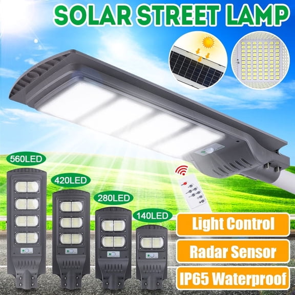 Solar Street Light, Outdoor Lamp 3030 LED 7500K Parking Lot Lights LED Solar Light Motion Sensor with Remote Control Waterproof for Garden Patio Street Basketball Court