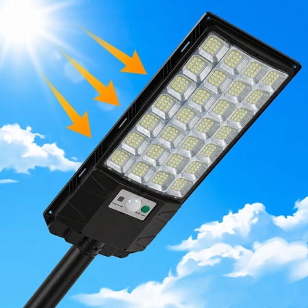 Solar Street Lights Outdoor, Waterproof Dusk to Dawn LED Commercial Parking Lot Lights with Motion Sensor for Patio Garage Yard