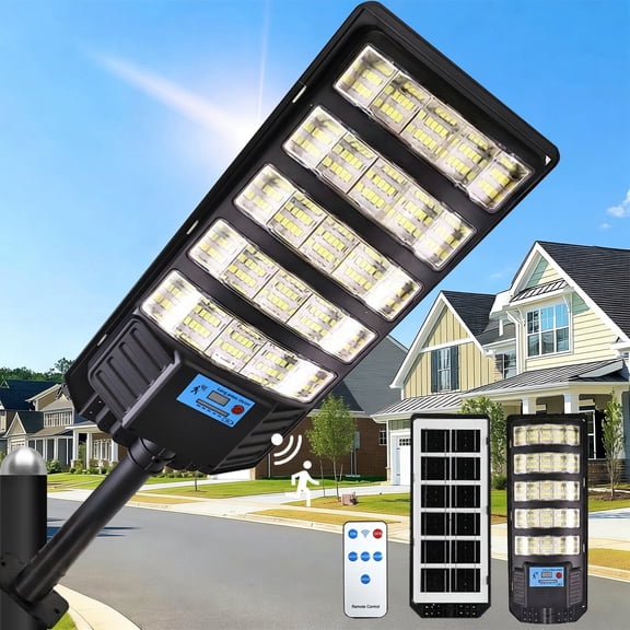 Solar Street Lights, 300W Solar Lights Outdoor Motion Sensor, Dusk to Dawn Solar Street Lights, Waterproof Solar Lights for Outside Garden Yard Patio