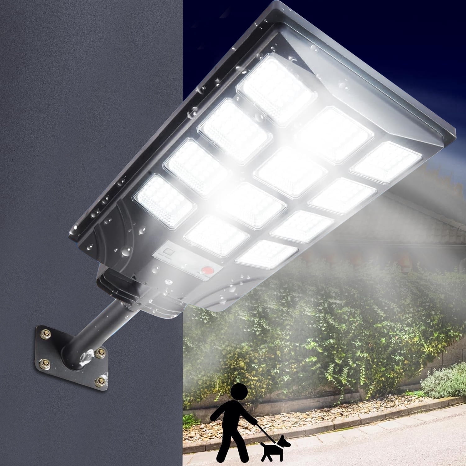 Solar Street Lights, 6500K 10000LM Outdoor Commercial Parking Lot Light with Remote Control, Dusk to Dawn Solar Security Flood Lights, Motion Sensor Solar Lights for Outside Yard Garage