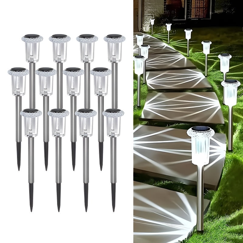 Solar Street Lights Outdoor, 12 Pack LED Pathway Lights – Warm White, IP65 Waterproof, Auto on/off for Garden, Walkway, Patio, Driveway, Landscape