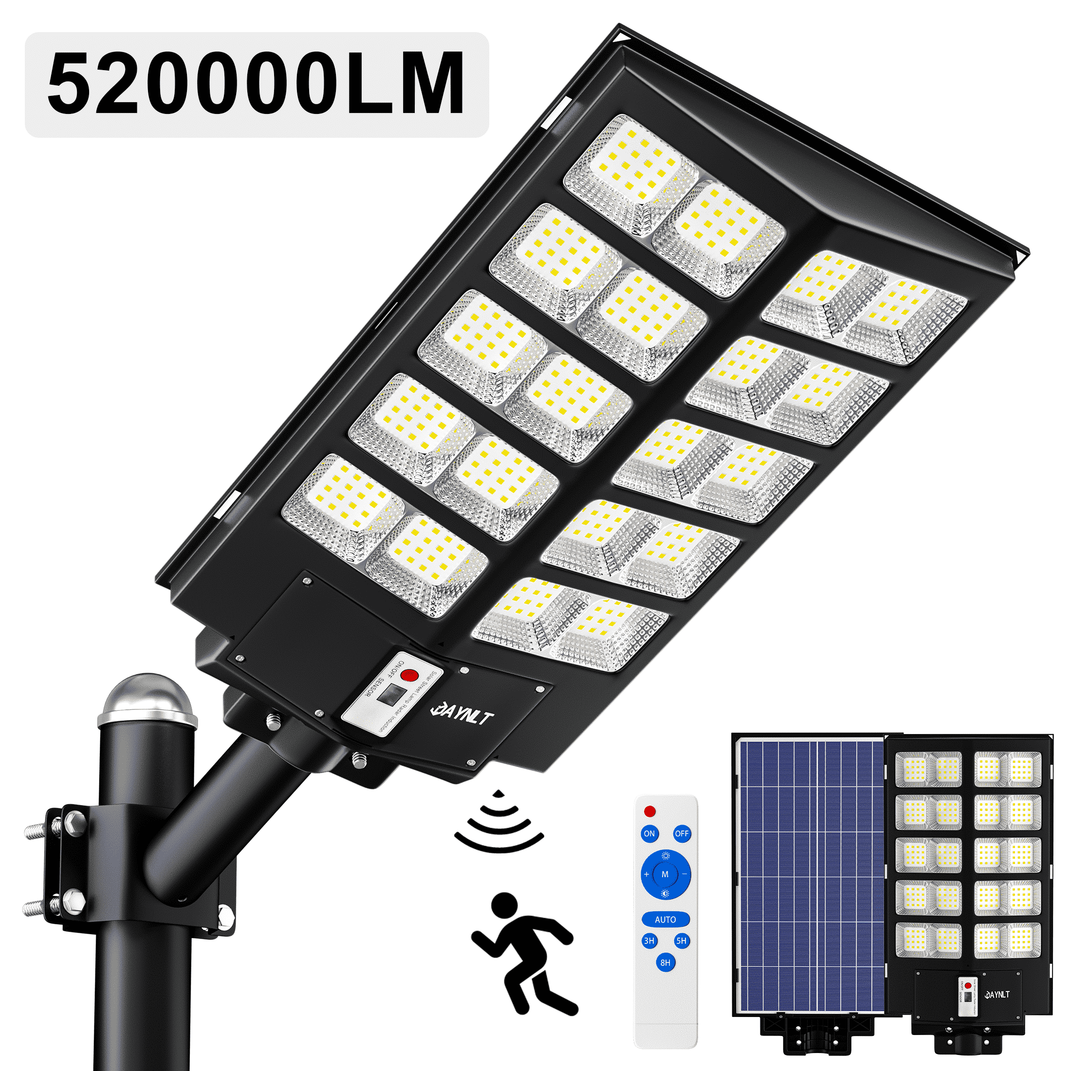 Bjsuc Solar Street Lights Outdoor,  12,500w  Solar Security Flood Lamps with Motion Sensor and Remote