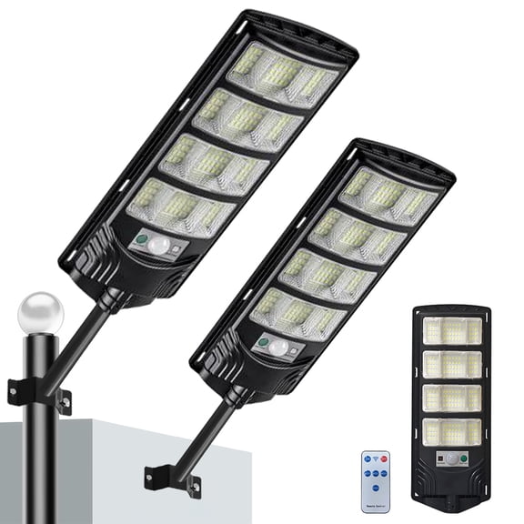 Solar Street Lights Outdoor, 2 Pack Motion Sensor Street Lights Outdoor, Dusk to Dawn Solar Outdoor Lights with Remote Control, Solar Lights for Yard, Entryway Garage, Porch