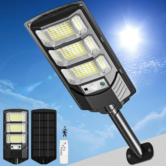 Solar Street Lights Outdoor, 320° Wide Angle Solar Lights Outdoor Motion Sensor with Remote, Dusk to Dawn, IP65 Waterproof Dusk to Dawn Security Lights for Exterior Wall, Yard, Deck, Garden - 1 Pack