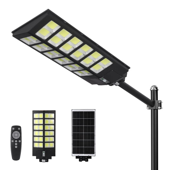 Solar Street Lights Outdoor 4800W – IP67 Waterproof Security Light with Motion Sensor, Auto Dusk-to-Dawn 7000K Floodlight – Parking Lots Basketball Courts Commercial Areas