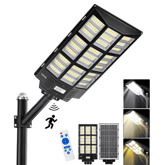 Solar Street Lights Outdoor,680000LM High Lumen Parking Lot Lights Commercial,Waterproof Solar Security Flood Lamps with Motion Sensor