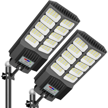 Solar Street Lights Outdoor Dusk to Down with Motion Sensor, 6500W Outdoor Solar Flood Light for Parking Lot, Street Lights Solar for Yard Garden & Walkway
