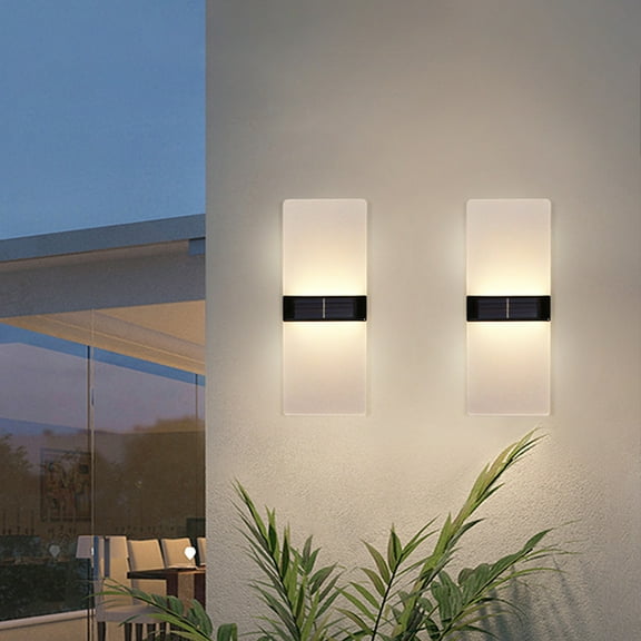 Solar Street Lights Outdoor Solar Fence Lights,2 Pack IP65 Waterproof Outdoor Wall Lights,LED Solar Powered,Auto On/Off,for Garden Yard Pathway Garage Decoration Holiday Gifts