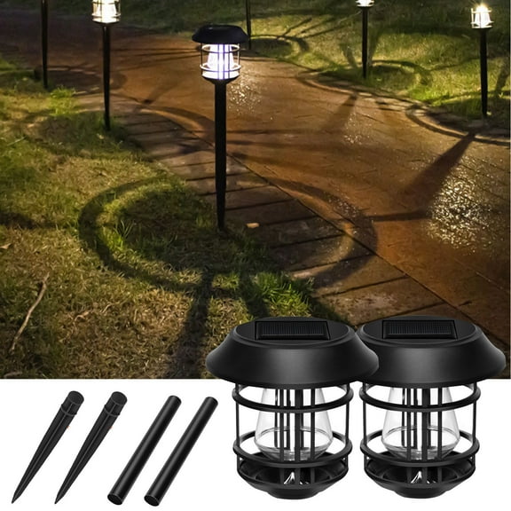 Solar Street Lights Outdoor Solar Garden Lights,Outdoor Solar Spotlights 2 Pack,White LED,Spike Insert,IP65 Waterproof,Landscape Lighting for Garden,Yard,Patio,Pathway Decor Holiday Gifts