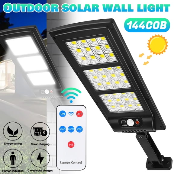 Solar Street Lights Outdoor Waterproof,Kepeak 144 COB Solar Parking Lot Lights Dusk to Dawn, Solar Flood Light Wide Angle Motion Sensor and Remote Control for Area Lighting Yard