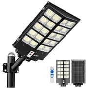 Bjsuc Solar Street Lights ,Waterproof Outdoor Courtyard Light, Large 2,850,000LM Floodlight LED Mention Sensor, 6500K Wide Angle Parking Lot Flood Lamp