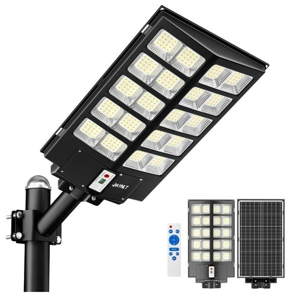 Bjsuc Solar Street Lights ,Waterproof Outdoor Courtyard Light, Large 2,850,000LM Floodlight LED Mention Sensor, 6500K Wide Angle Parking Lot Flood Lamp