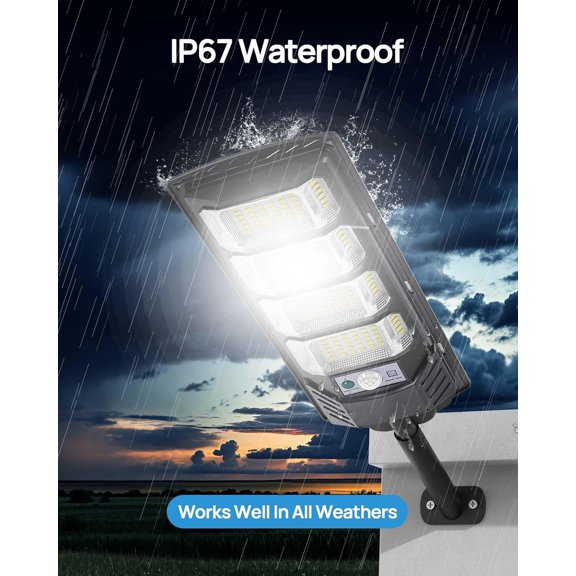 Solar Street Lights Outdoor, Wide-Angle LED Flood Light with Motion Sensor, Dusk-to-Dawn, Waterproof, Solar Powered Security Light for Yard, Driveway, Garage, Barn (4 Pack)$$Tools & Hardware Other