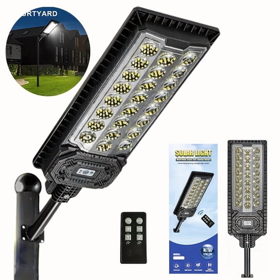 Solar Street Lights - Post Lights 6500K Dusk to Dawn, Motion Sensor, Solar Security Flood Lights for Basketball Court, Road, Playground, Commercial Parking Lot ip54 waterproof