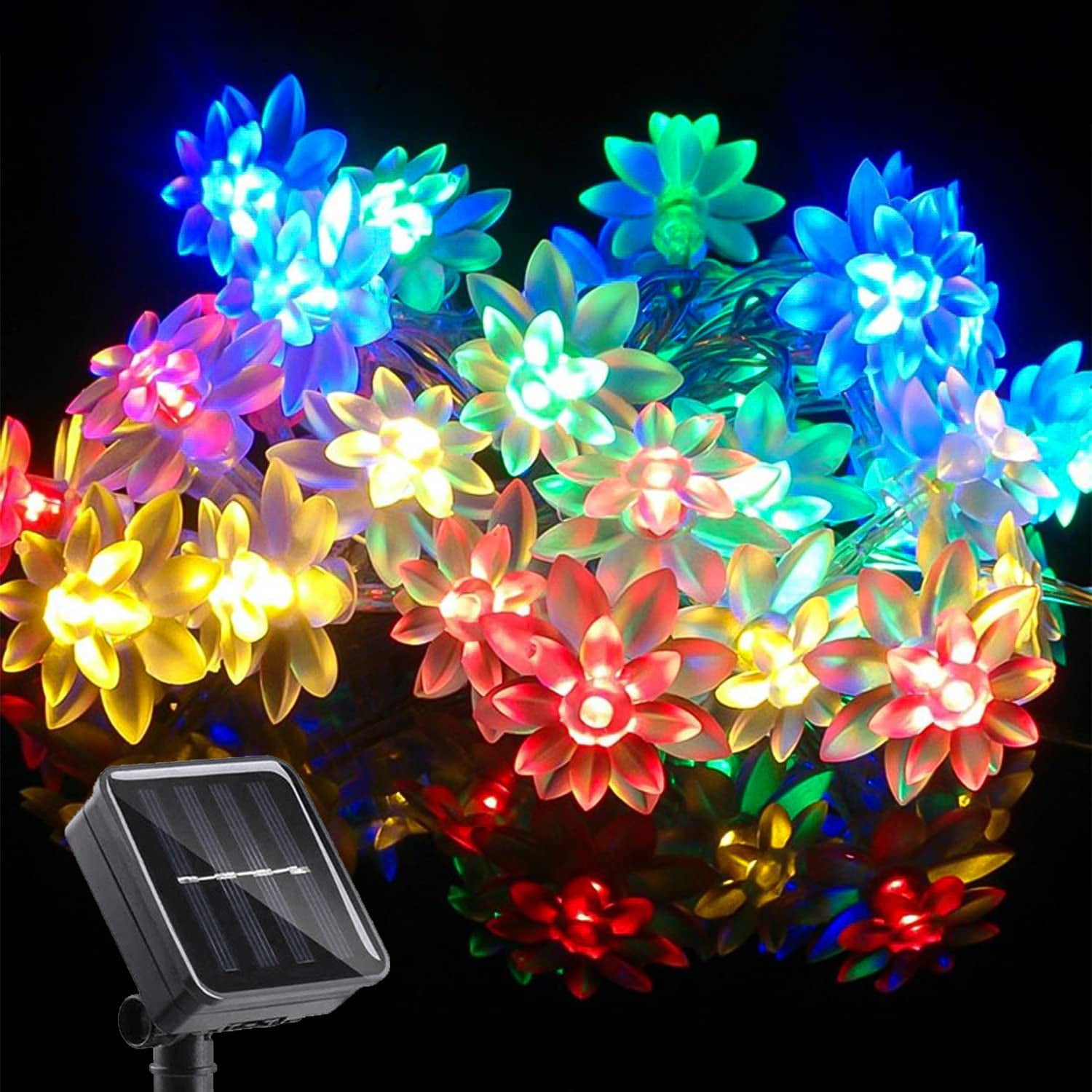 Solar String Flower Lights Outdoor 16ft 20 LED Multi-Color Fairy Lights ...