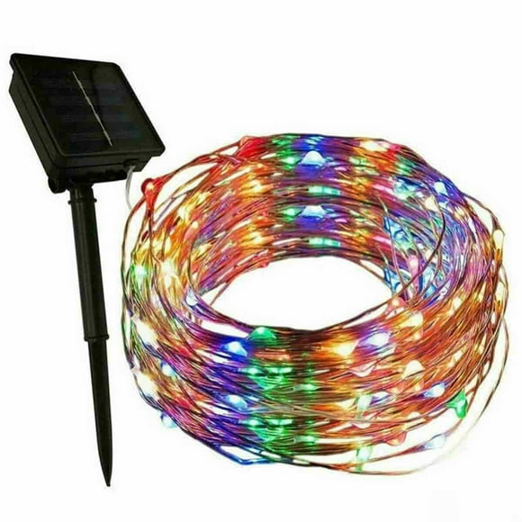 Solar String Lights Each 100LEDs 33ft Solar String Lights Outdoor 8 Modes Long Solar LED String Lights Outdoor Waterproof Copper Wire for Tree Garden Yard Party Decoration( multicolored)
