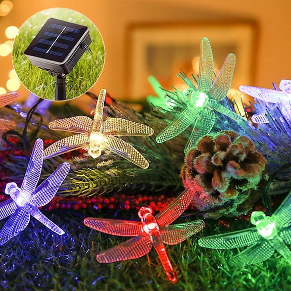 Solar String Lights, 19.6FT 20 LED Dragonfly Solar Lights,8 Modes Waterproof Outdoor String Lights for Garden Patio Gate Yard Party Wedding Outdoor Decor