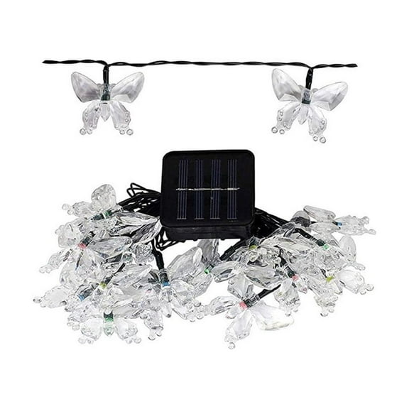 Solar String Lights 23ft 50 LED Solar Butterfly Lights for Porch Market Backyard Patio Party Wedding