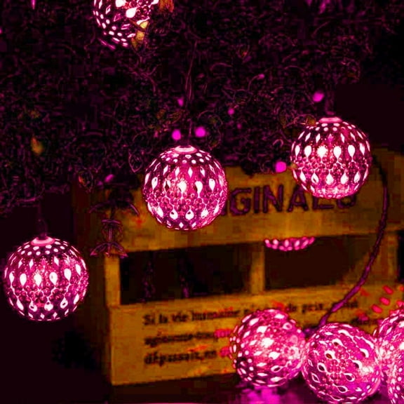 Solar String Lights,3m 10LED Metal Ball Garden Lights,Moroccan Decorative Lights,Metal Ball Garden Lights,for Tree,Patio,Yard,Wedding,Party,Indoor
