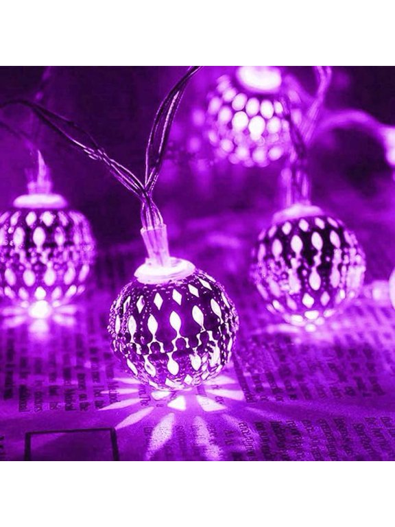 Solar String Lights,3m 10LED Metal Ball Garden Lights,Moroccan Decorative Lights,Metal Ball Garden Lights,for Tree,Patio,Yard,Wedding,Party,Indoor