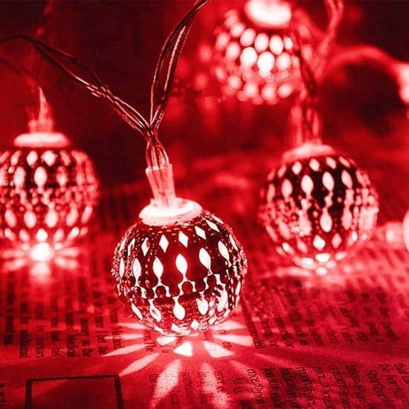 Solar String Lights,3m 10LED Metal Ball Garden Lights,Moroccan Decorative Lights,Metal Ball Garden Lights,for Tree,Patio,Yard,Wedding,Party,Indoor