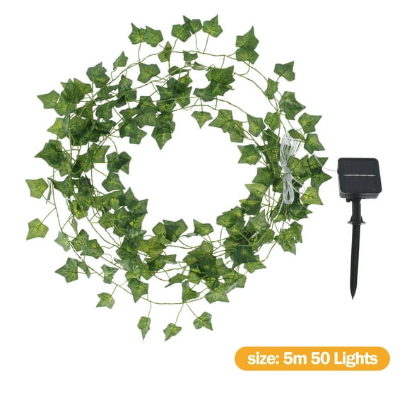 Solar String Lights Artificial Maple Ivy Leaf Garland Hanging Fairy Lights 16.4ft 50 LED String Light for Party Wedding Garden Christmas Room Decor