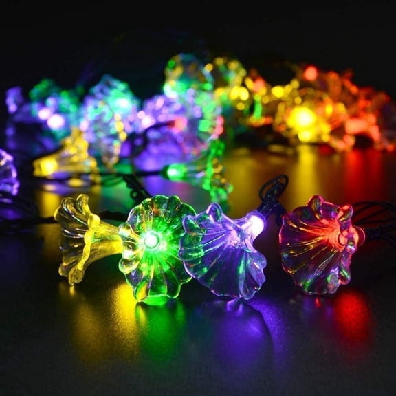 Solar String Lights Garden, 6m 30LED Solar Morning Glory Fairy String Lights Solar String Lights Outdoor Waterproof Solar Flower String Lights