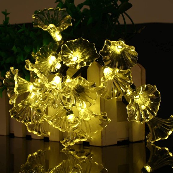 Solar String Lights Garden, 6m 30LED Solar Morning Glory Fairy String Lights Solar String Lights Outdoor Waterproof Solar Flower String Lights