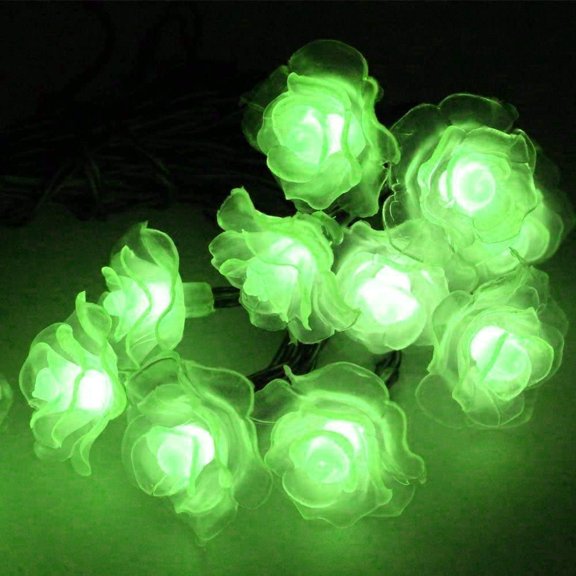 Solar String Lights Garden, Waterproof 8 Mode 20FT 30LED Rose Flower Solar-Powered Fairy String Lights For Outdoor Home Wedding Party Christms Valentine's Day Lighting Decorations.