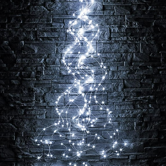 Solar String Lights Outdoor 10 Strands 200 LEDs Branch Copper Christmas Tree Lights Twinkle Starry Fairy Lights Waterproof for Garden Wedding Party Decoration (Cool White)