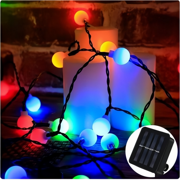 Solar String Lights Outdoor 100Led 39ft Christmas Lights Colorful Outdoor Waterproof Crystal Globe Lights with 8 Lighting Modes, Solar Powered Patio Lights for Outside Garden Yard Home Party Decor