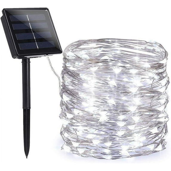Solar String Lights for Outdoor,16ft 50 LED Bright Copper Wire Fairy Lights Waterproof Solar Lights with 8 Modes for Tree Garden Party Wedding Christmas Decor (Cold White)