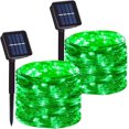 thumbnail image 1 of Solar String Lights Outdoor, 2 Pack 66FT 200 LED Copper Wire Solar Powered Fairy Lights Waterproof with 8 Lighting Modes for Garden Patio Tree Christmas Party Wedding ,Green, 1 of 5