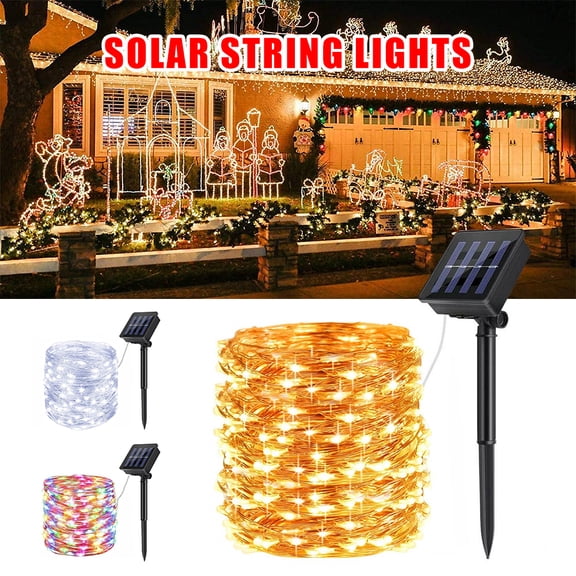 Solar String Lights Outdoor, 200 LED Solar Light with 8 Lighting Modes, 65.6ft Solar Fairy Light Outdoor for Garden Patio Decorations, Warm White
