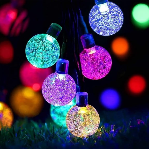 Solar String Lights Outdoor, 24ft 50 LED Crystal Balls Waterproof Lights, Fairy Lights with Remote, 8 Modes, Solar Powered Outdoor Lights for Patio Garden Yard, Party Wedding(Multicolor)